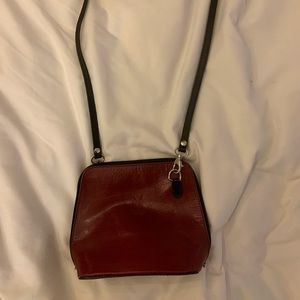 Italian leather little burgundy shoulder bag
